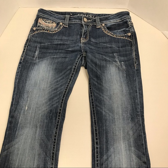 Grace in LA Mid Rise Embellished Boot Cut Jean - Size 30 - 33.5" Inseam - Picture 7 of 16